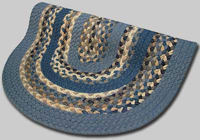 Minuteman Braided Rug - Denim Blue, Gray and Tan with Light and Dark Blue Solid Bands - Number 50 Image