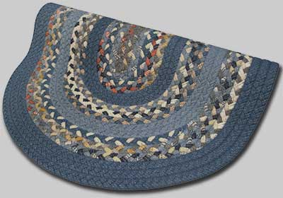 Minuteman Braided Rug - Rust Blue Multi with Light and Dark Blue Solid Bands - Number 51 Image