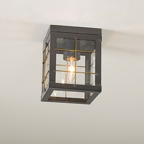 Single Ceiling Light with Brass Bars in Country Tin Image