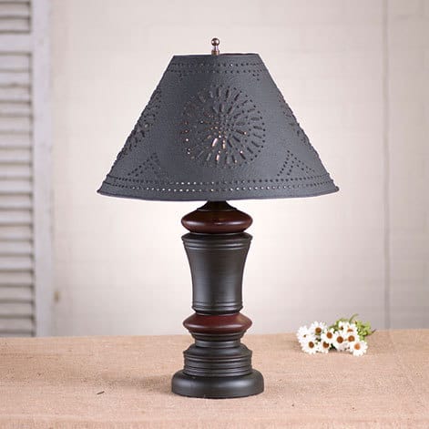 Peppermill Lamp in Sturbridge Black with Red Stripe Image