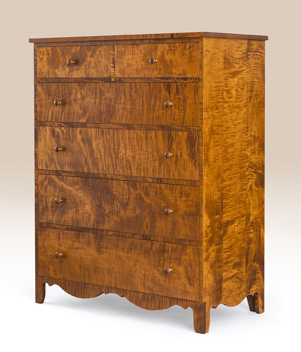 Tiger Maple Wood Shaker Chest of Drawers Image