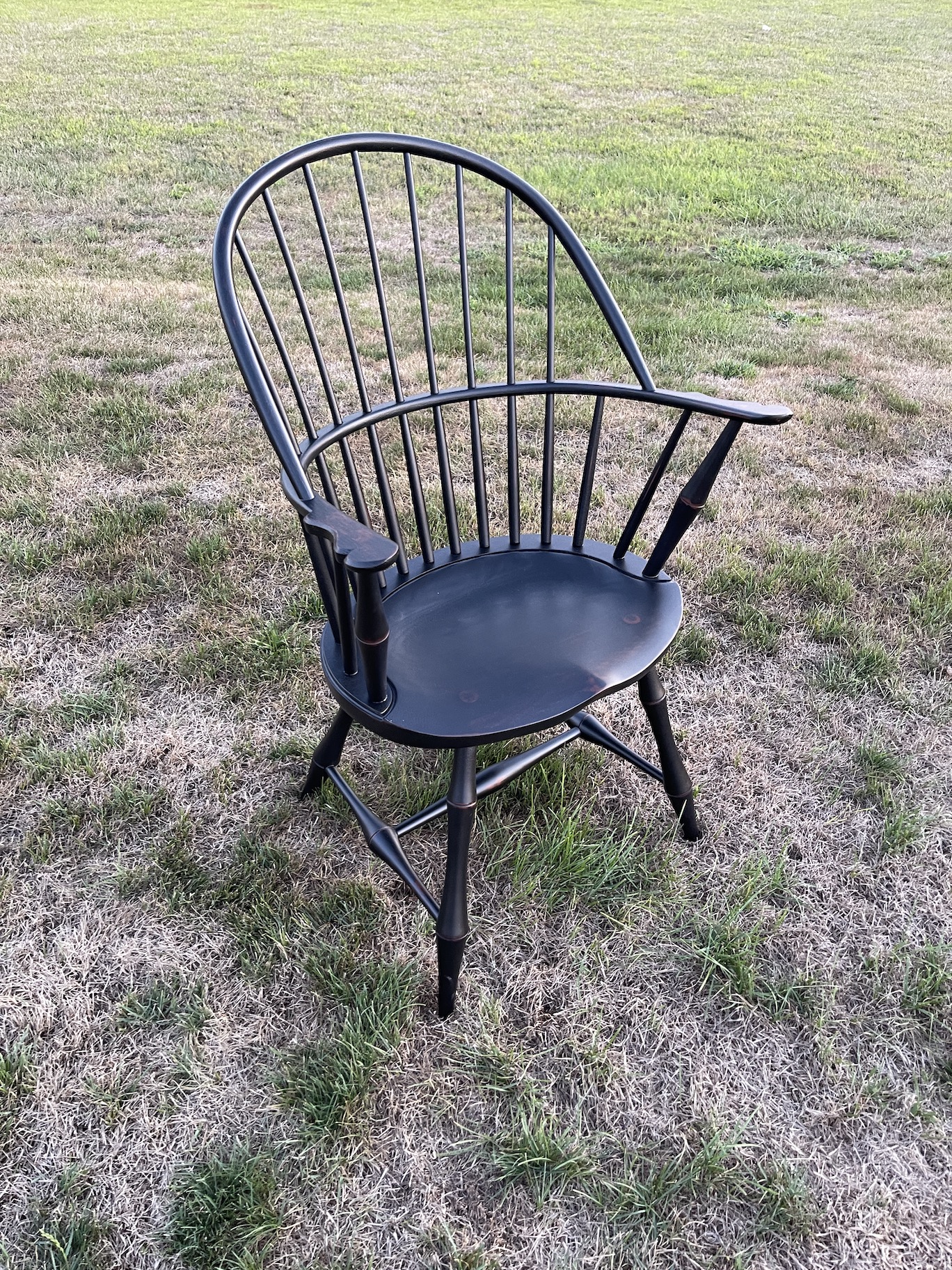 Painted Historical Connecticut Sack Back Windsor Armchair with Bamboo Turnings Image