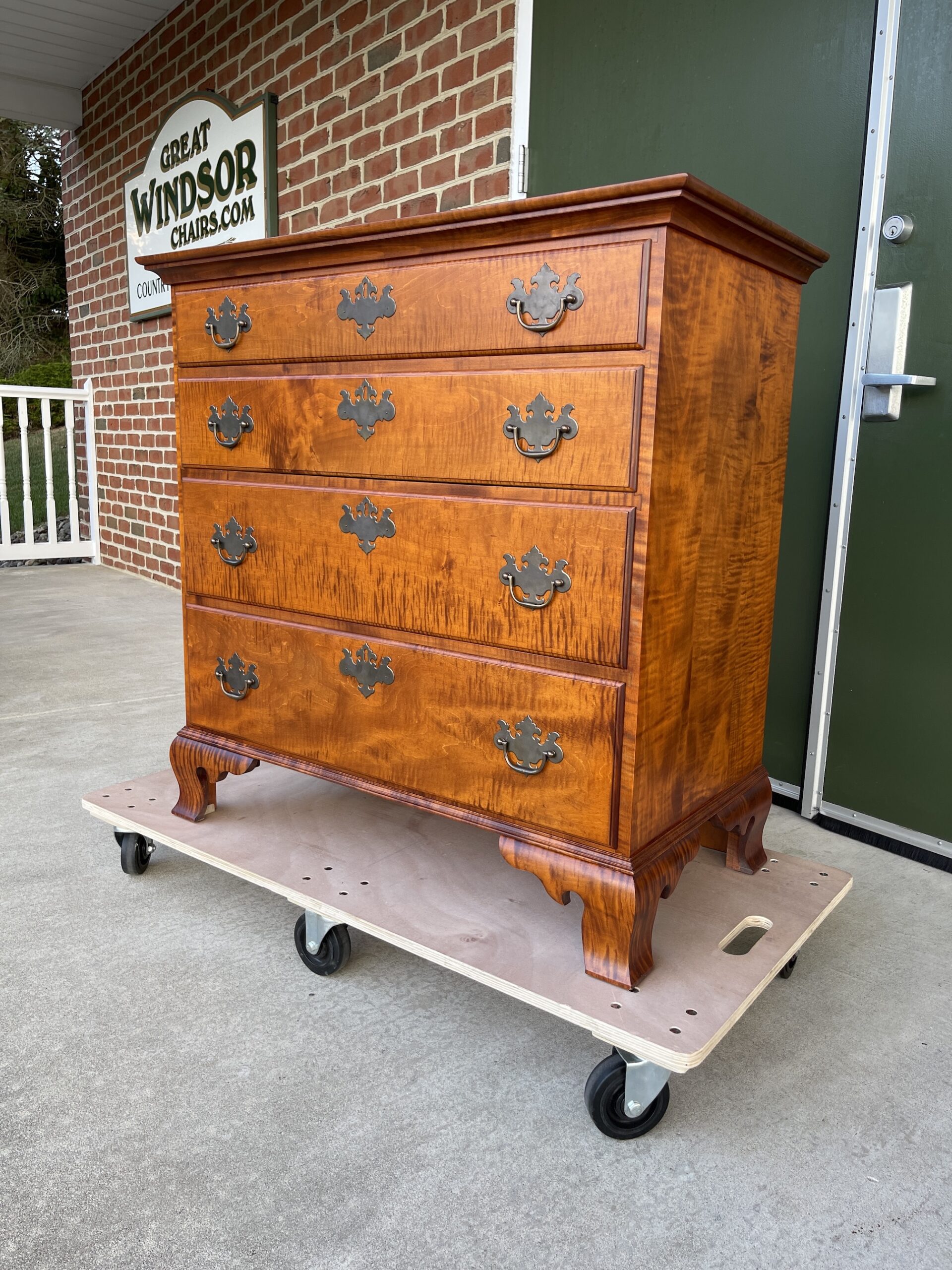 Tiger Maple Wood Historical MA Four Drawer Chest Image