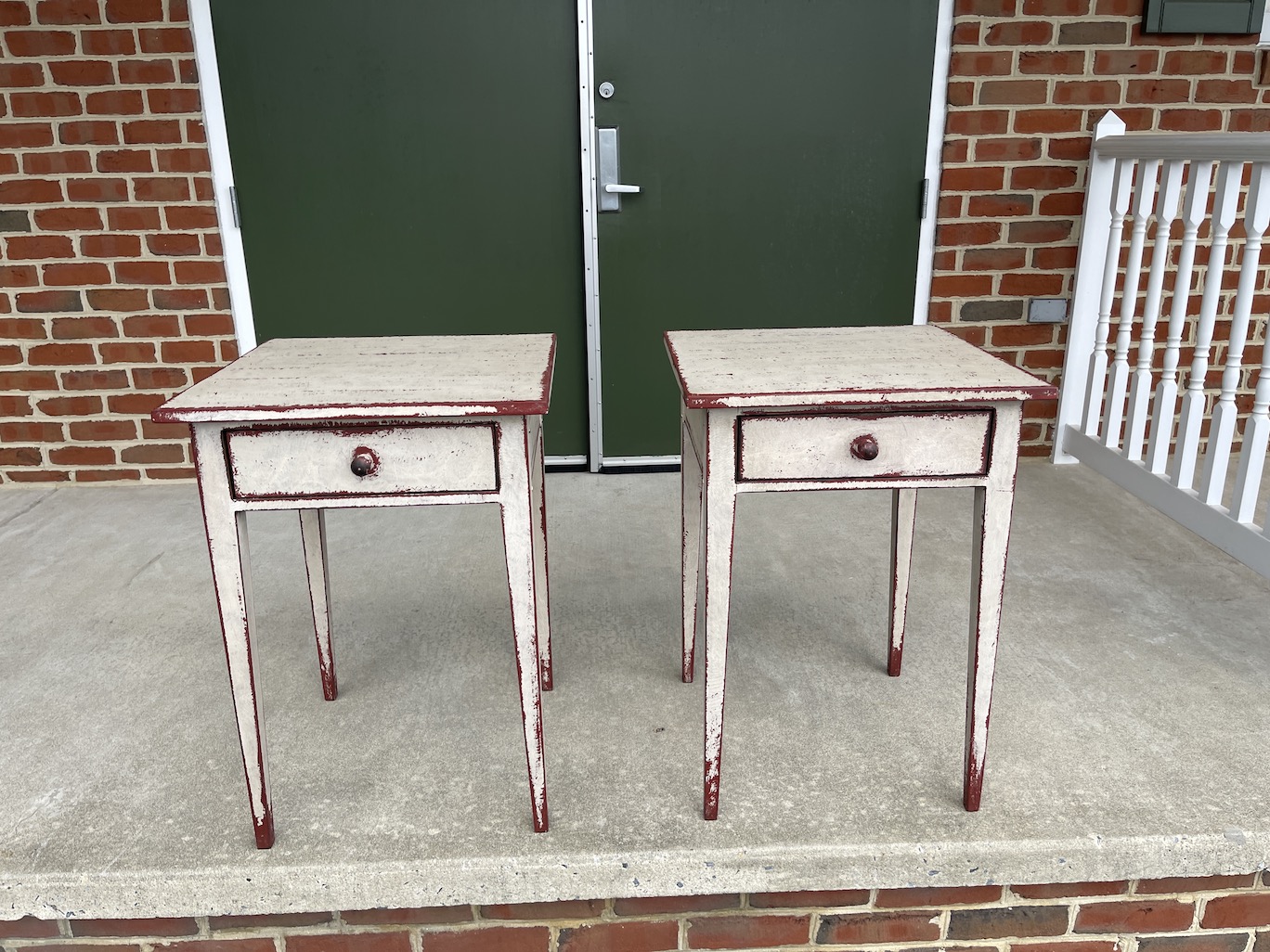 Pair of Morgan End Tables Rustic White over Rustic Red Image