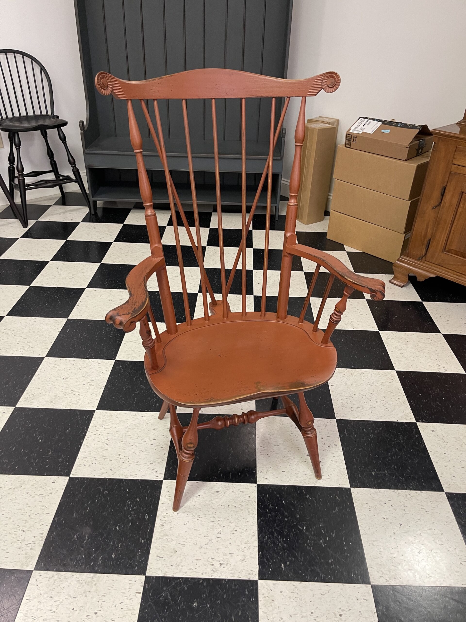 Painted Historical Nantucket Windsor Armchair with Brace Image