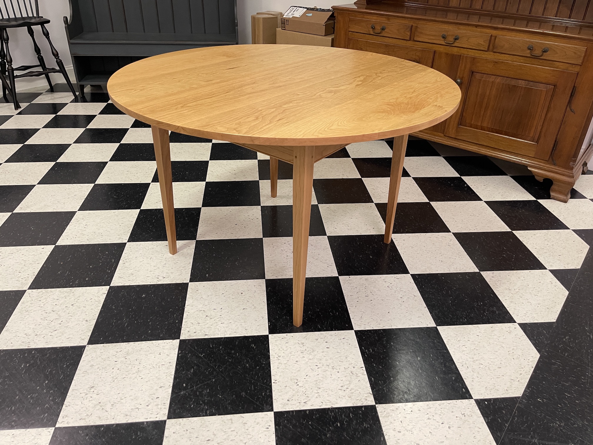 New Model 48in Round Shaker Table - Cherry Wood - Natural Finish Image