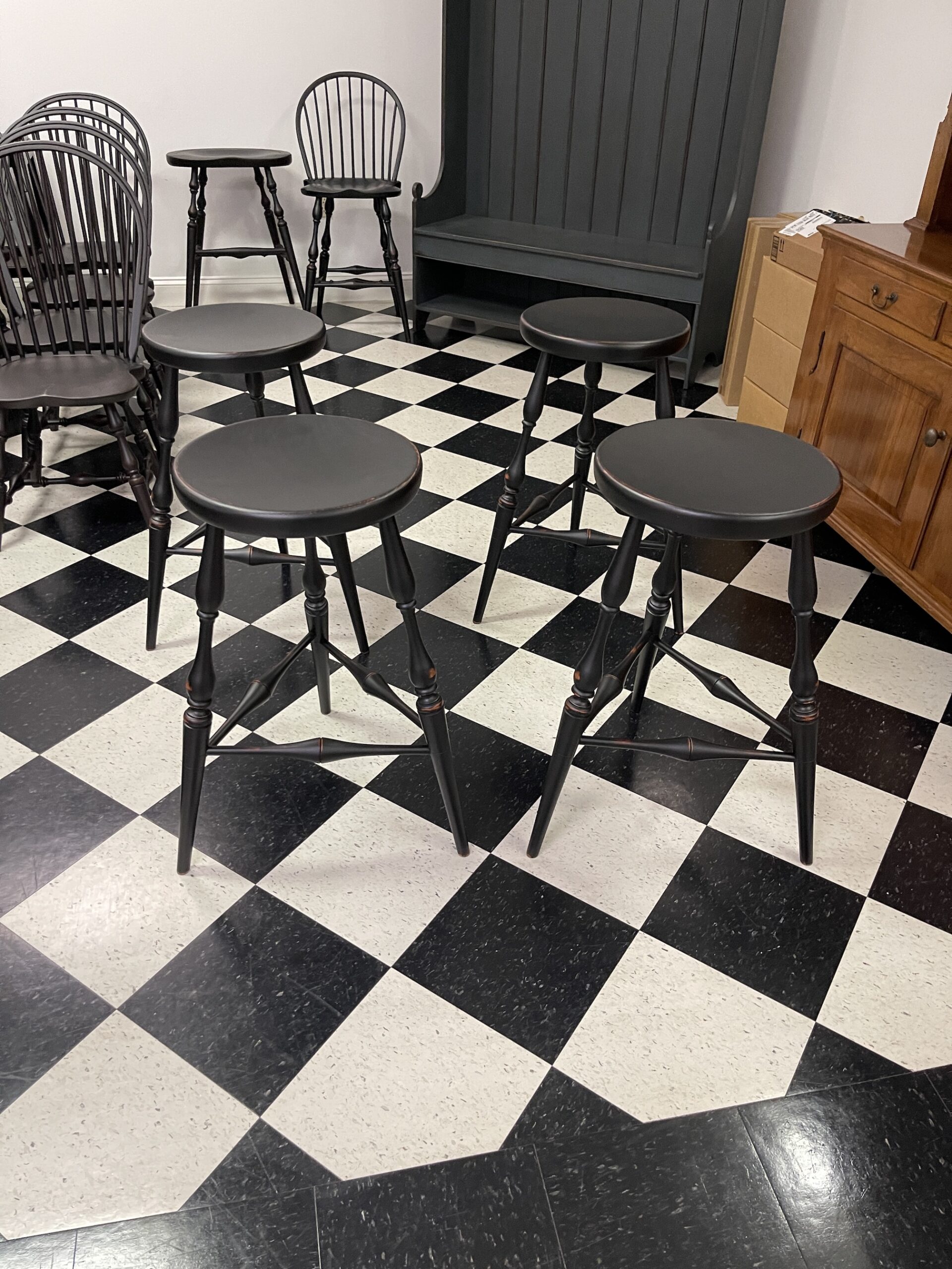 Four Historical Pennsylvania Stools - 29in Seat Height Image