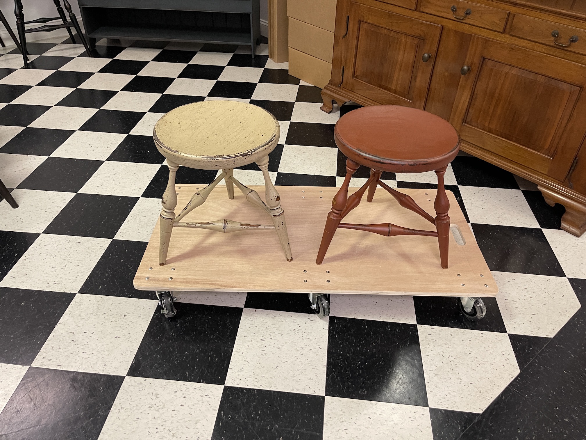 Pair of Farm Table Stools - Seat Height 18in Image