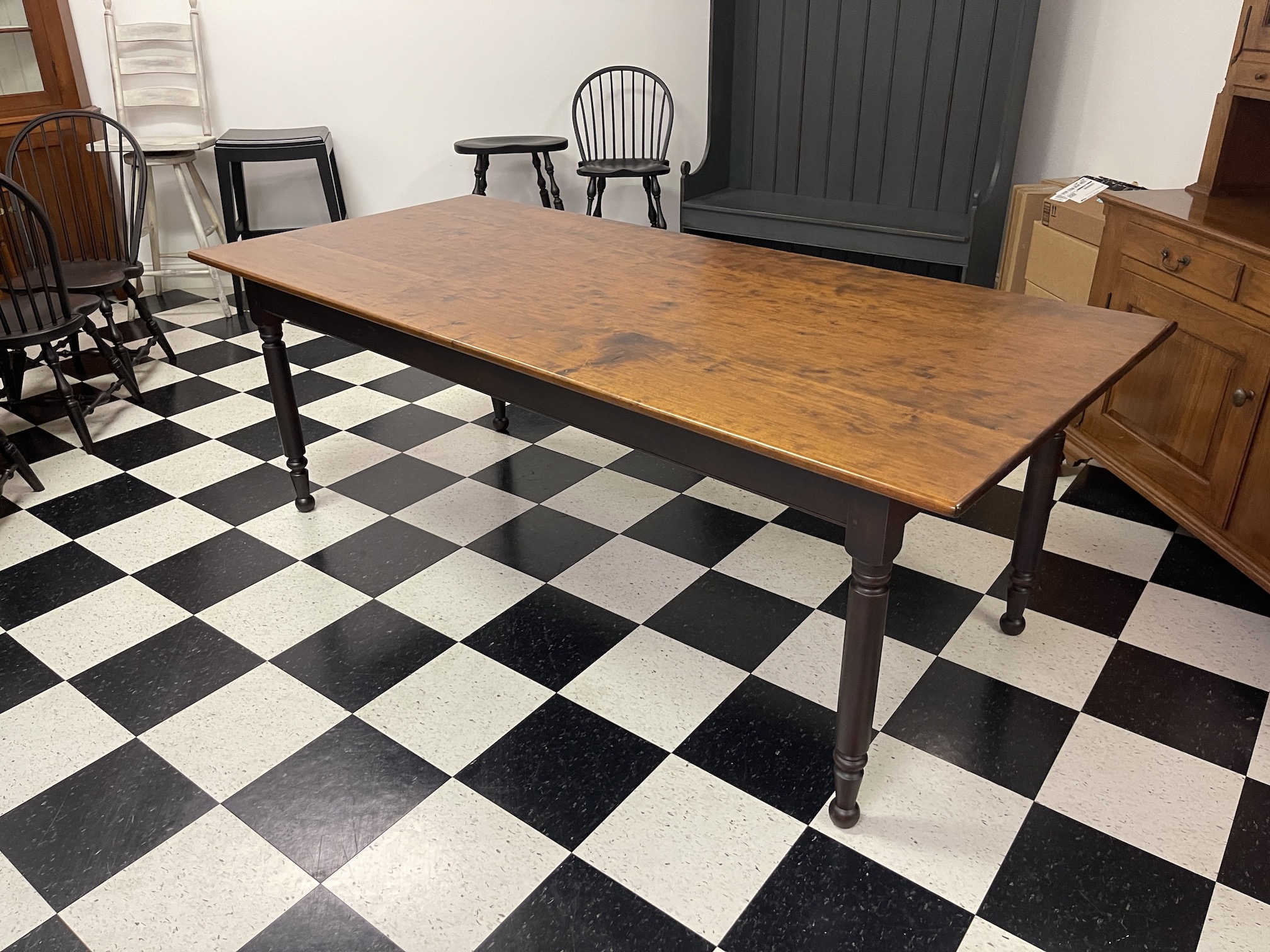 Popular 7ft X 38 1/4 Lancaster County Plank Top Farm Table - Cherry Wood Top - Painted Base Image