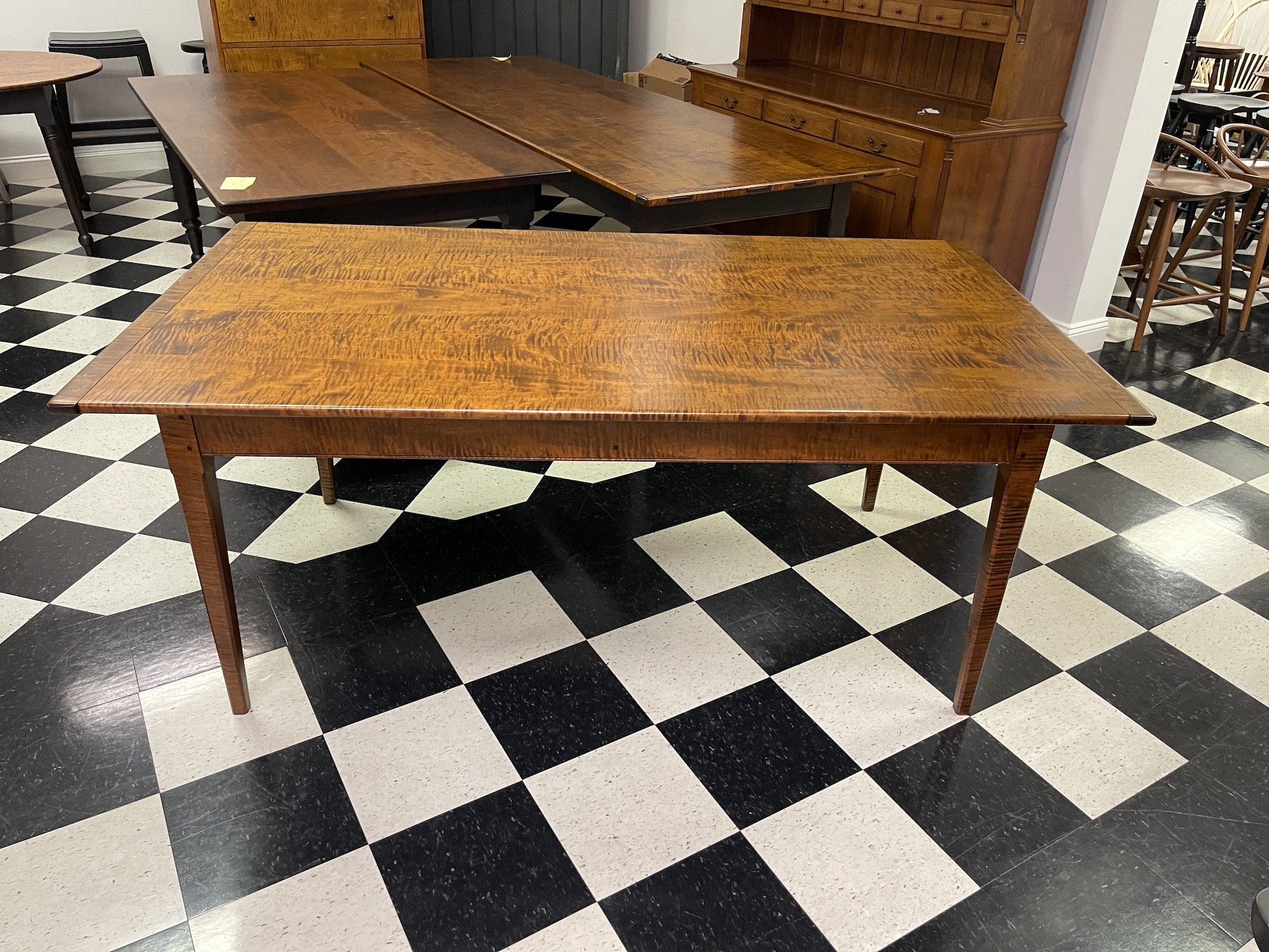 American Made 6ft X 39in Pennsylvania Farm Table - Tiger Maple Wood Image