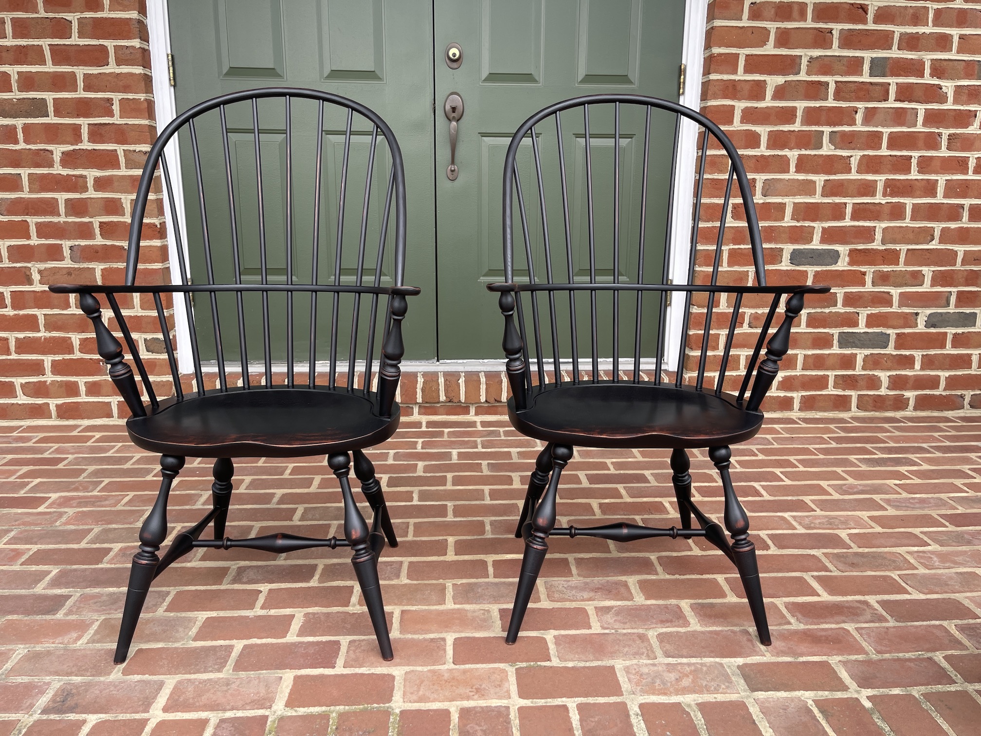 Pair of Historical Sack Back Windsor Armchairs Image