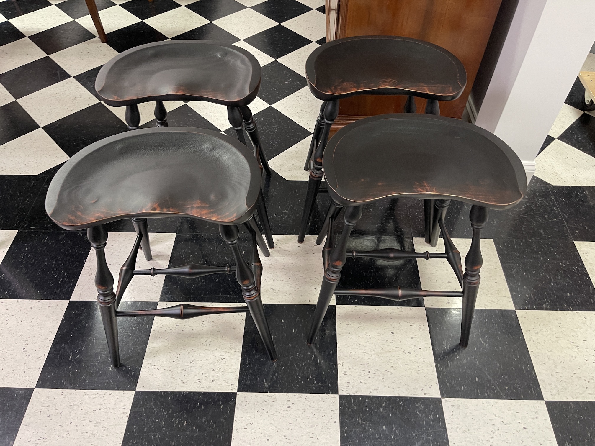 4 Saddle Seat Kitchen Stools Image