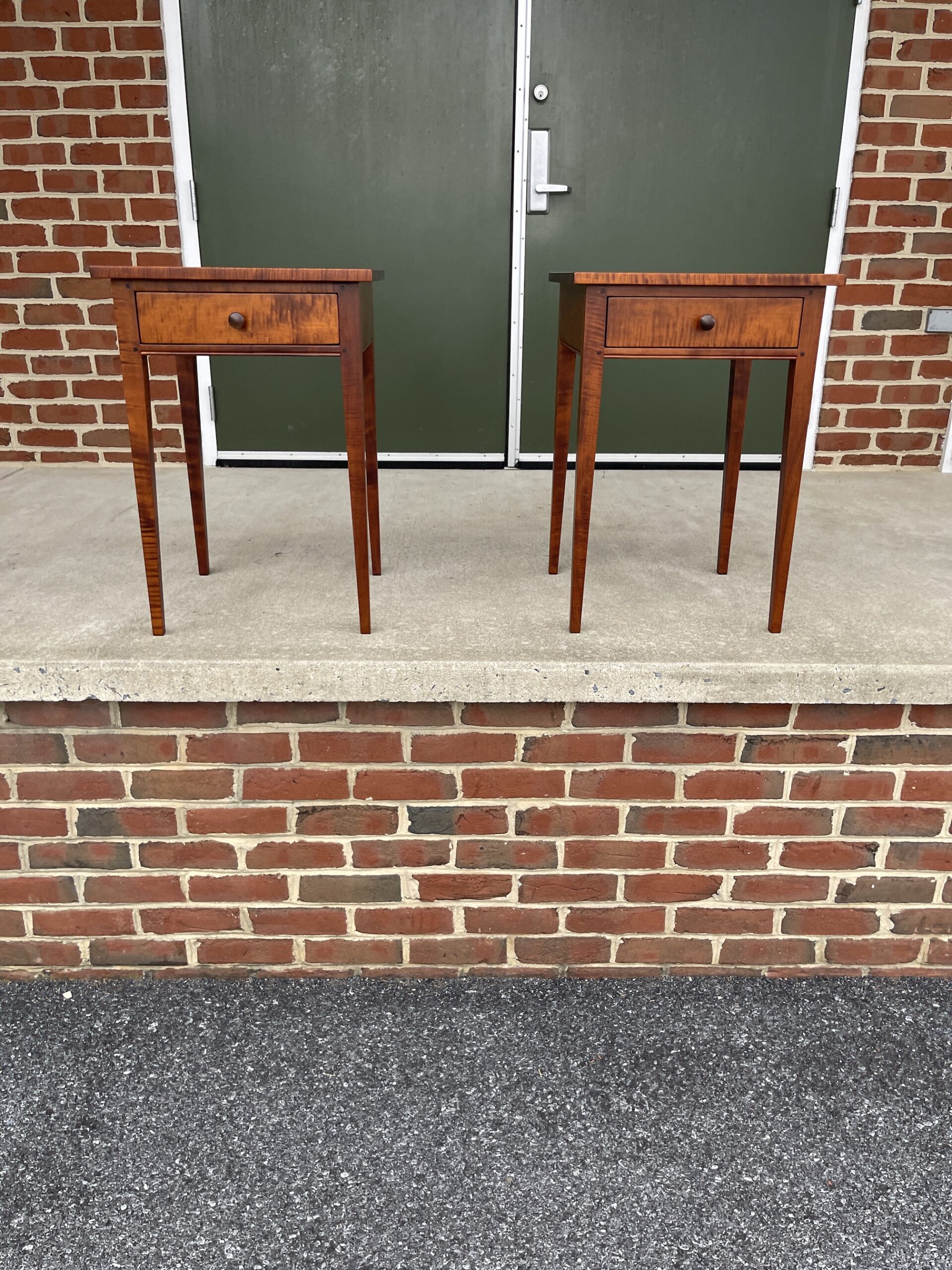 Tiger Maple Wood Pair of Enfield Shaker Stands Image