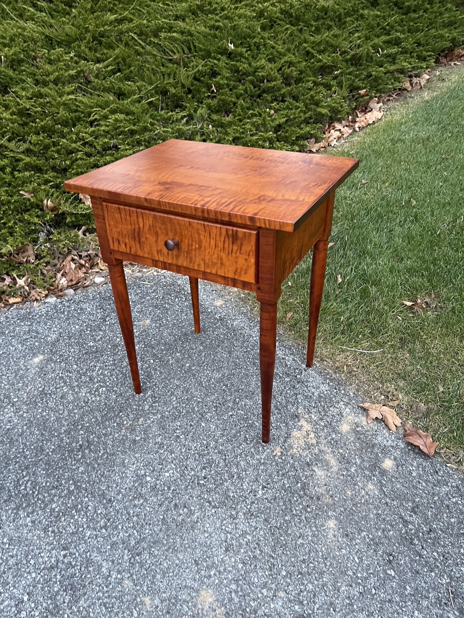 Tiger Maple Wood One Drawer Shaker Stand Image