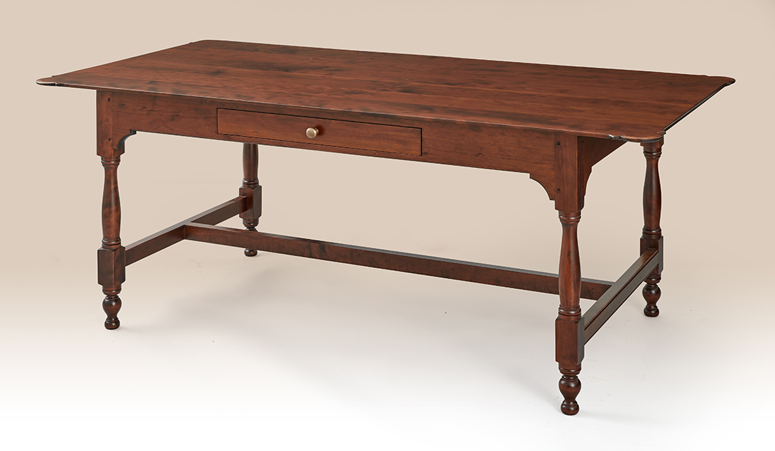 Stretcher Base Farmhouse Table with Drawer Image
