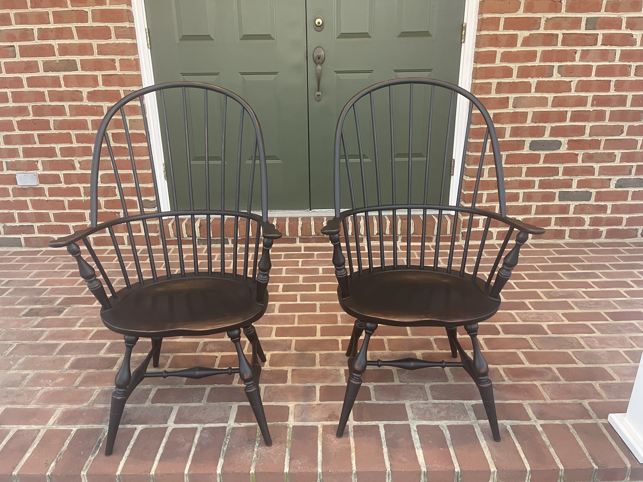 Two Historical Sack Back Windsor Armchairs Image
