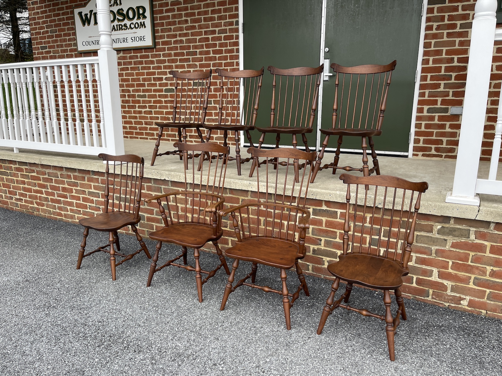 Cherry Wood Set of 8 Windsor Chairs Image