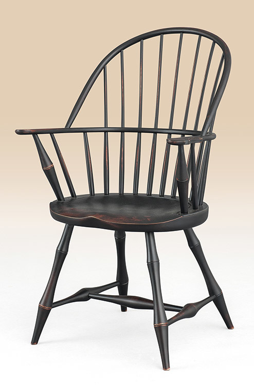 Historical Connecticut Sack Back, Windsor Dining Chairs With Arms