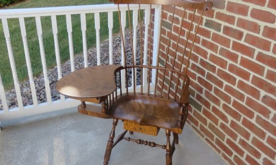 tiger maple windsor writing armchair