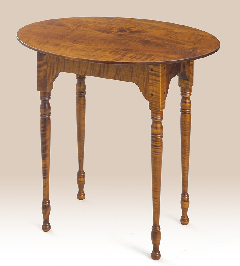 Tiger Maple Wood Oval Top Farmhouse Stand